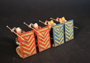 Four Persian Sparabaras Ready to Thrust (2 blue shields, 2 blue shields), The Achaemenid Persian Empire, Armies and Enemies of Ancient Greece and Macedonia--four figures -- RETIRED -- TWO LEFT!! Four Persian Sparabaras Ready to Thrust (2 blue shields, 2 blue shields), The Achaemenid Persian Empire, Armies and Enemies of Ancient Greece and Macedonia--four figures -- RETIRED -- TWO LEFT!! #47027