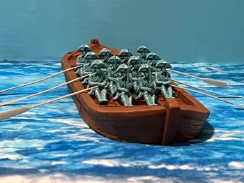 Image of Rowing Troops (Revolutionary War)--15 figures in six poses with six oars (blue)--TWO IN STOCK!