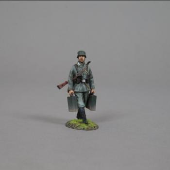 Image of WWII German Heer Soldier Carrying Two Mortar Ammo Cases--single figure--RETIRED--LAST TWO!