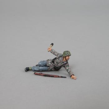 Image of WWII German SS Trooper Lying Down, Throwing a Grenade--single figure--RETIRED--LAST FOUR!!