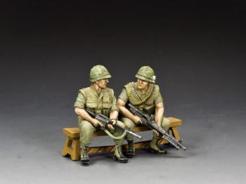 Sitting M60 Gun Team--two seated Vietnam-era USMC figures (bench not included) #9
