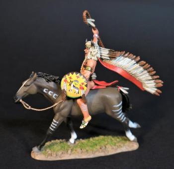 Wi'ciska Society Warrior, The Battle Where the Girl Saved Her Brother, 17th June 1876, The Black Hill Wars, 1876-1877, Thunder on the Plains--single mounted figure with crook and shield #0