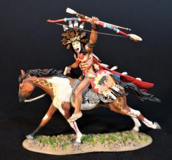 Image of Miwatani Society Warrior, Sioux, The Battle Where the Girl Saved Her Brother, 17th June 1876, The Black Hill Wars, 1876-1877, Thunder on the Plains--single mounted figure with bow and arrow raised in left hand--RETIRED--LAST TWO!!