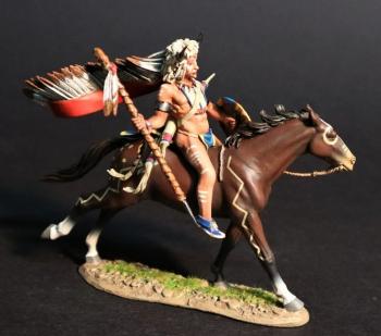 Wi'ciska Society Warrior, The Battle Where the Girl Saved Her Brother, 17th June 1876, The Black Hill Wars, 1876-1877, Thunder on the Plains--single mounted figure leaning back with lance and shield #0