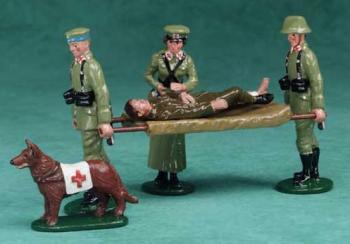 WWI Premier Austrian Stretcher Party--four figures, dog, & stretcher--RETIRED--LAST ONE!! #48402