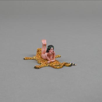 Loni (from the Greek for Lion) on a Leopard skin rug--single Black-haired female figure lying on a rug--RETIRED--LAST TWO!! #48434