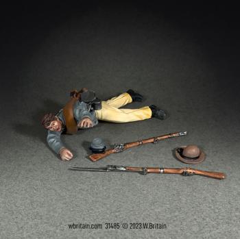 Image of Confederate Casualty, No.3--single prone figure, two hats, two muskets