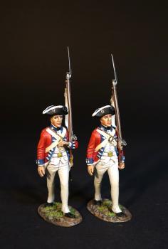 Image of Two Troopers, 7th Regiment of Foot (Royal Fusiliers), The British Army, The Battle of Cowpens, January 17, 1781, The American War of Independence, 1775–1783--two marching figures--TWO IN STOCK.