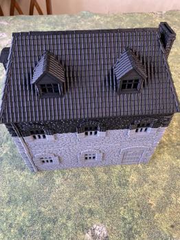 Image of 3D Print - 28mm French Farmhouse - Brick - 6" Long, 6" High and 4" Deep - ONE IN STOCK!