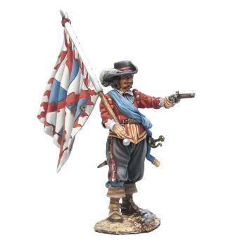 Tercio Catholic League Standard, The Thirty Years War (1618-1648)--single figure with standard pointing pistol #0