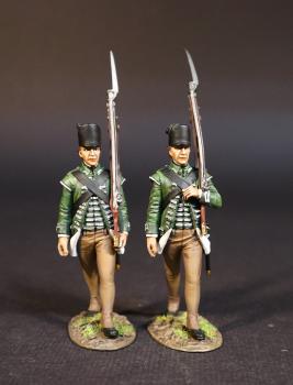 Image of Two British Legion Infantrymen, Tarleton's Raiders, The British Legion, The Battle of Cowpens, January 17th, 1781, The American War of Independence, 1775–1783--two marching figures