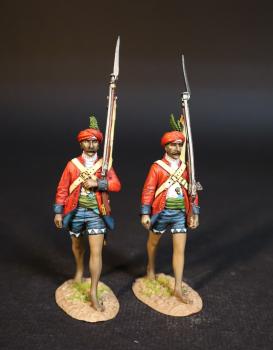 Image of Two British Sepoys, The British Army, The Battle of Wandewash, 22nd JANUARY 1760, The Seven Years War, 1756-1763--two figures