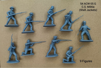 Image of ACW C.S.A.. Militia (Shell Jackets), version 2--9 figures (gray plastic)