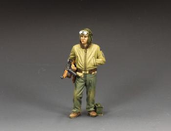 Image of Standing Tank Sergeant with Tommy Gun--single WWII American figure with ammo box