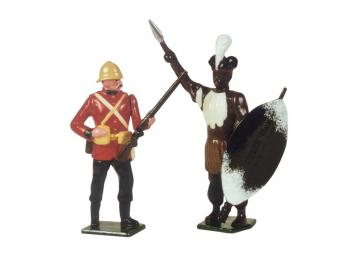 Private 24th and Zulu Warrior Painted--two figures #0