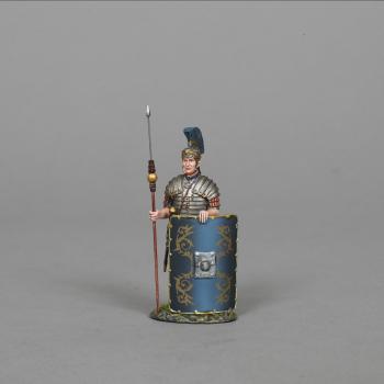 Image of Praetorian Sentry (Gold Leaf Design)--single figure holding pilum and leaning on shield