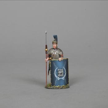 Image of Praetorian Sentry (Silver Leaf Design)--single figure holding pilum and leaning on shield