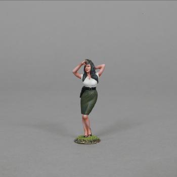 Image of Wendy with black hair saluting--single U.S. Army pin-up figure