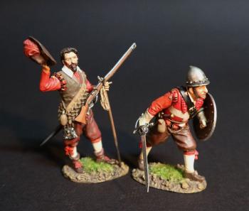 Two Maltese Militia (standing with musket and stand, waving hat; sword pointed down and round shield) The Great Siege of Malta, 1565, The Crusades--two figures #0