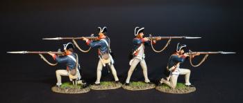 Image of Four Howard's Maryland Continentals (2 standing firing, 2 kneeling firing), American Continental Line Infantry, The Battle of Cowpens, January 17, 1781, The American War of Independence, 1775–1783--four figures
