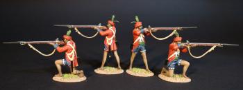 Four British Sepoys (2 standing firing, 2 kneeling firing), The British Army, The Battle of Wandewash, 22nd Janury 1760, The Seven Years War, 1756-1763--four figures #0
