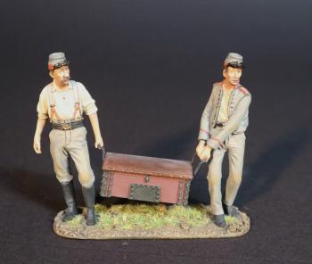 Two Artillery Crewmen Carrying Red Ammo Box, 1st Rockbridge Artillery, The Army of the Shenandoah, The First Battle of Manassas, 1861, The American Civil War, 1861-1865--two walking Confederate Artillery Crewmen figures #0