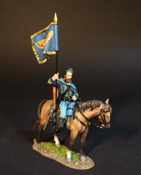 Image of Standard Bearer, "The Butterflies", 3rd New Jersey Cavalry Regiment, Union Army of the Potomac, 1864, The American Civil War, 1861-1865--single mounted figure with standard