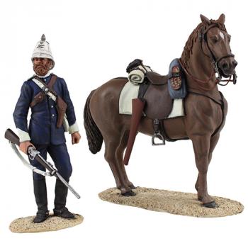 Image of Natal Carbineer Dismounted with Horse No. 1 -- 1 metal figure w/ horse