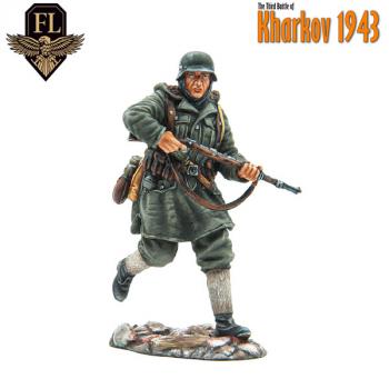 Winter German Waffen SS Running with K98, Kharkov, 1943--single figure #0
