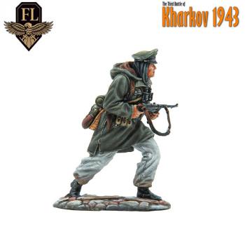 Image of Winter German Waffen SS Officer with MP40, Kharkov, 1943--single figure