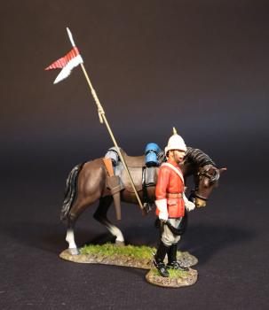 Image of RCMP Mounted Policeman (pith helmet), The North West Mounted Police, The March West, 1874, The Fur Trade--single figure leading horse with pennon on spear held in cup