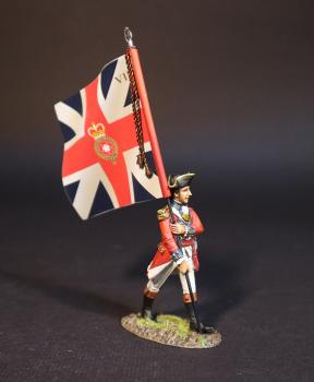 Image of Standard Bearer with Union Jack, 7th Regiment of Foot (Royal Fusiliers), The British Army, The Battle of Cowpens, January 17, 1781, The American War of Independence, 1775–1783--single figure with flag