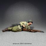 Image of U.S. Infantryman Prone Loading M1 Garand, 1943-45--single prone figure