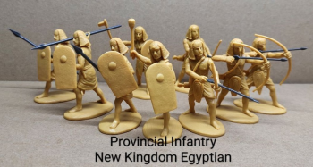 Provincial Infantry, New Kingdom Egyptians--nine unpainted plastic figures (1 officer, 4 assault troops (spearmen), 4 shooters (bowmen)) #0