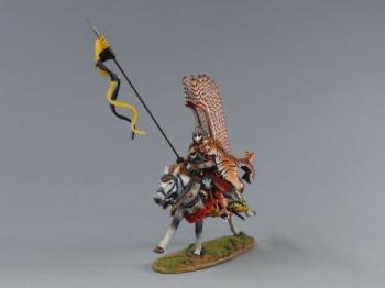 Hussar Moving Forward (A) , Polish Winged Hussars--single mounted figure (red feathers) with lance outstretched (yellow and black pennant) #0