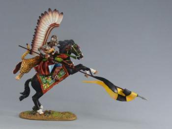 Hussar on Galloping Horse (C), Polish Winged Hussars--single mounted figure (white feathers) with lance outstretched (yellow and black pennant) #0