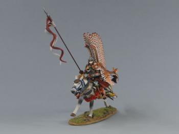 Hussar Moving Forward (B), Polish Winged Hussars--single mounted figure (red feathers) with lance outstretched (red and white pennant) #0