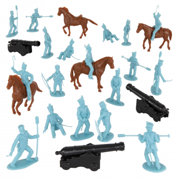 BMC CTS Alamo Mexican Artillery - 25pc Powder Blue Plastic Figures Cannon Horses #0