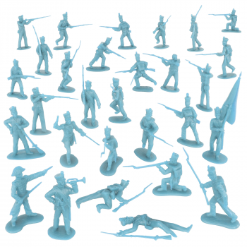 Image of BMC CTS Alamo Mexican Infantry - 29pc Powder Blue Plastic Army Soldier Figures