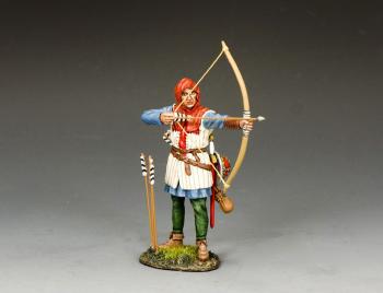 "English Archer Taking Aim"--single figure (blue tunic) with three arrows jutting out of base #0