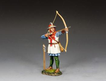 "English Archer Firing Upwards"--single figure (blue tunic) with three arrows jutting out of base #0