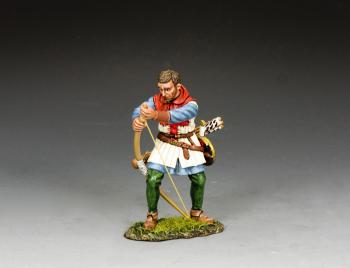 "English Archer Stringing His Longbow"--single standing figure (blue tunic) #0