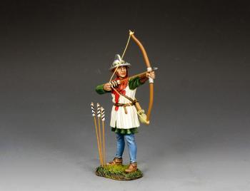 “English Archer Firing Upwards” (B)--single figure (green tunic) with three arrows jutting out of base #0