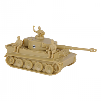 Image of BMC CTS WW2 German Tiger I Tank with Crew - 4pc. Tan 1:38 Plastic Army Men Military Vehicle