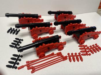MPC Reissue Naval Cannon (black/red) - Includes six cannons #49649