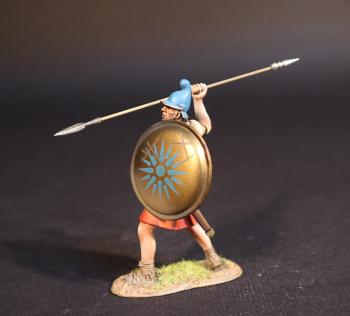 Macedonian Hypaspist (Blue Markings on Shield), The Macedonian Phalanx, Armies and Enemies of Ancient Greece and Macedonia--single figure carrying spear overhand and shield #0