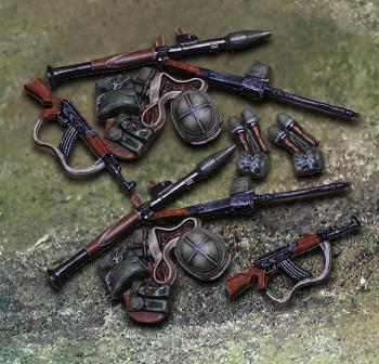 Image of VC Discarded Equipment Pack--weapons and helmets