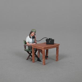 Image of Marianne, Telephone Operator (Brown Hair)--single seated female signals soldier on phone, chair, desk, telephone -- FOUR IN STOCK!