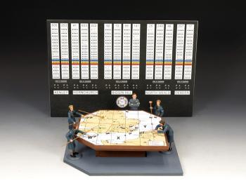 Image of 'Battle of Britain Operations Room' Set--five figures at table with backdrop