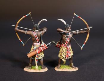 Image of Two Nubian Mercenary Archers ready to fire, The Battle of Kadesh, 1274 BCE, New Kingdom Egyptians, The Ancients--two figures